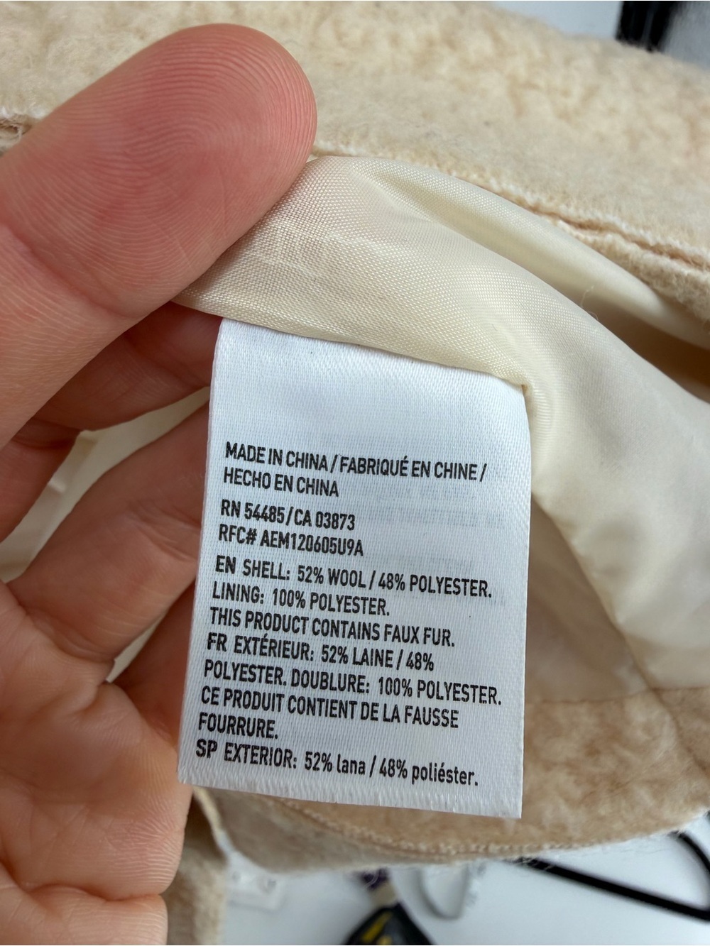 NWT American Eagle Outfitters Cream Hooded Teddy Coat Sherpa Wool Blend Size L - Picture 5 of 6